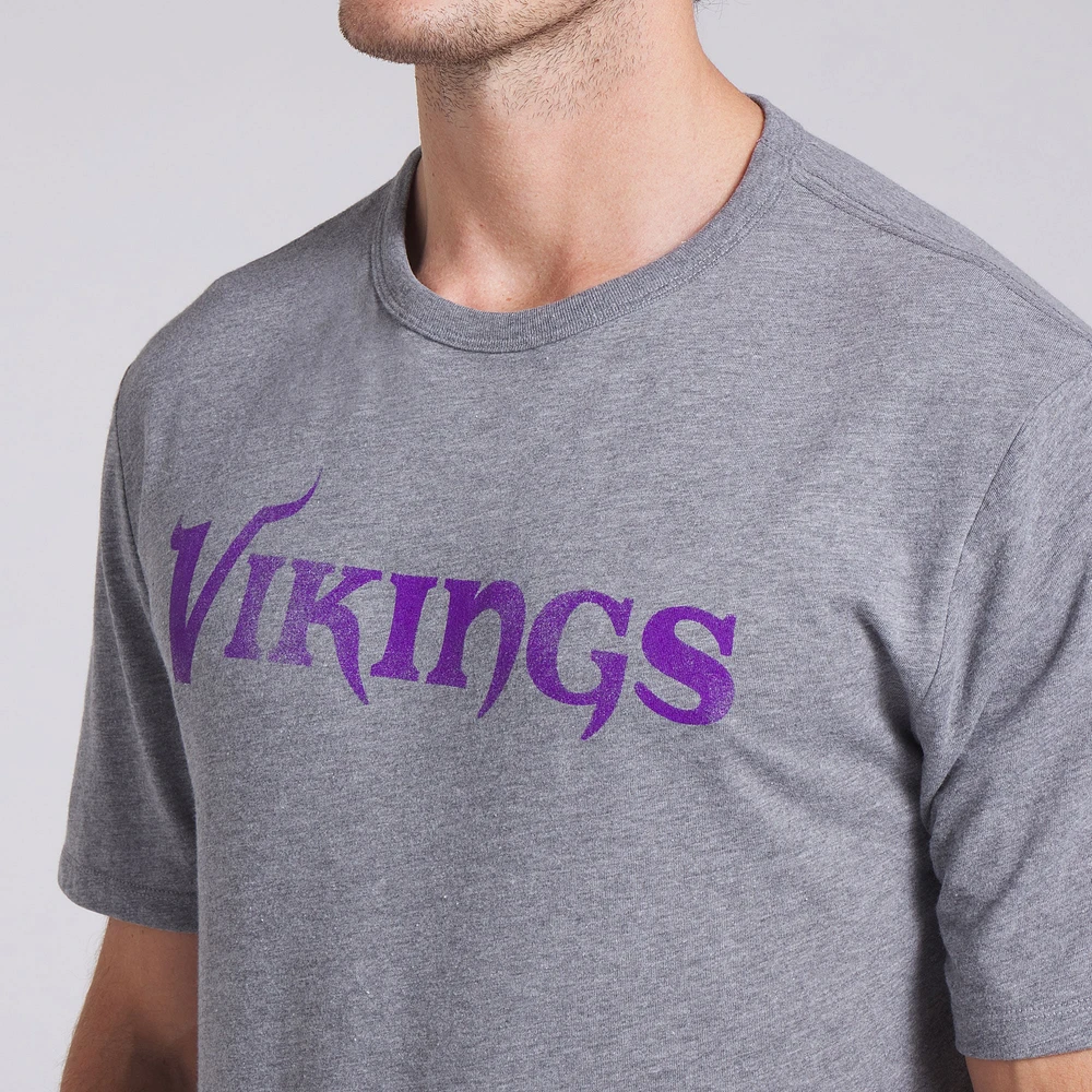 Men's Fanatics  Heather Gray Minnesota Vikings Tri-Blend T-Shirt