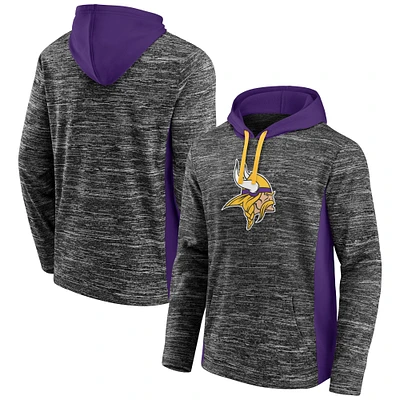 Sweat à capuche Fanatics pour hommes, charbon chiné/violet, Minnesota Vikings, Instant Replay