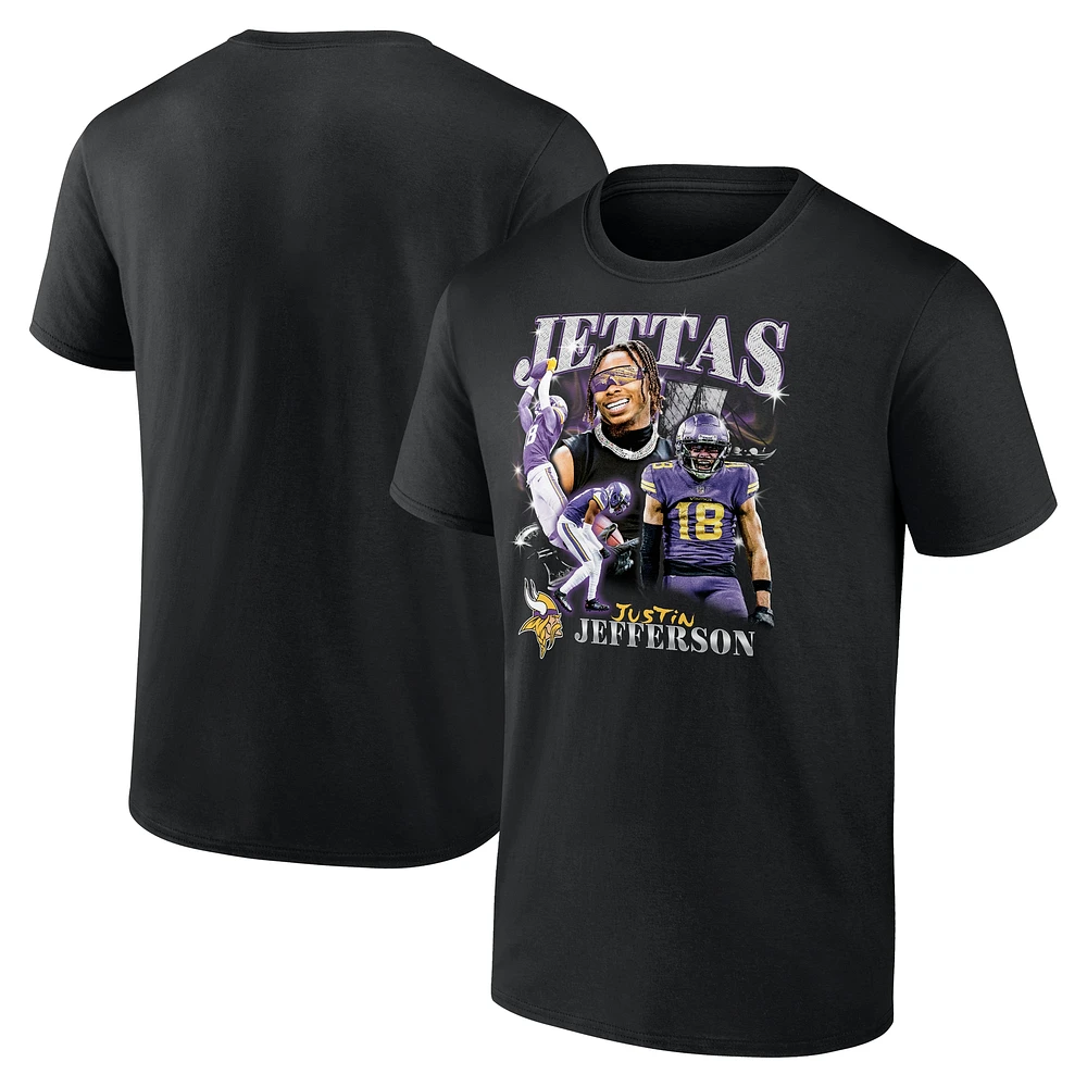 T-shirt graphique Fanatics Justin Jefferson pour hommes, joueur notoire des Minnesota Vikings, noir