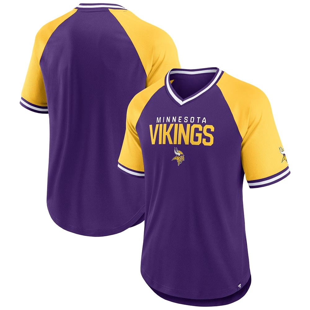 T-shirt raglan Hashmark violet/or pour hommes Fanatics des Minnesota Vikings