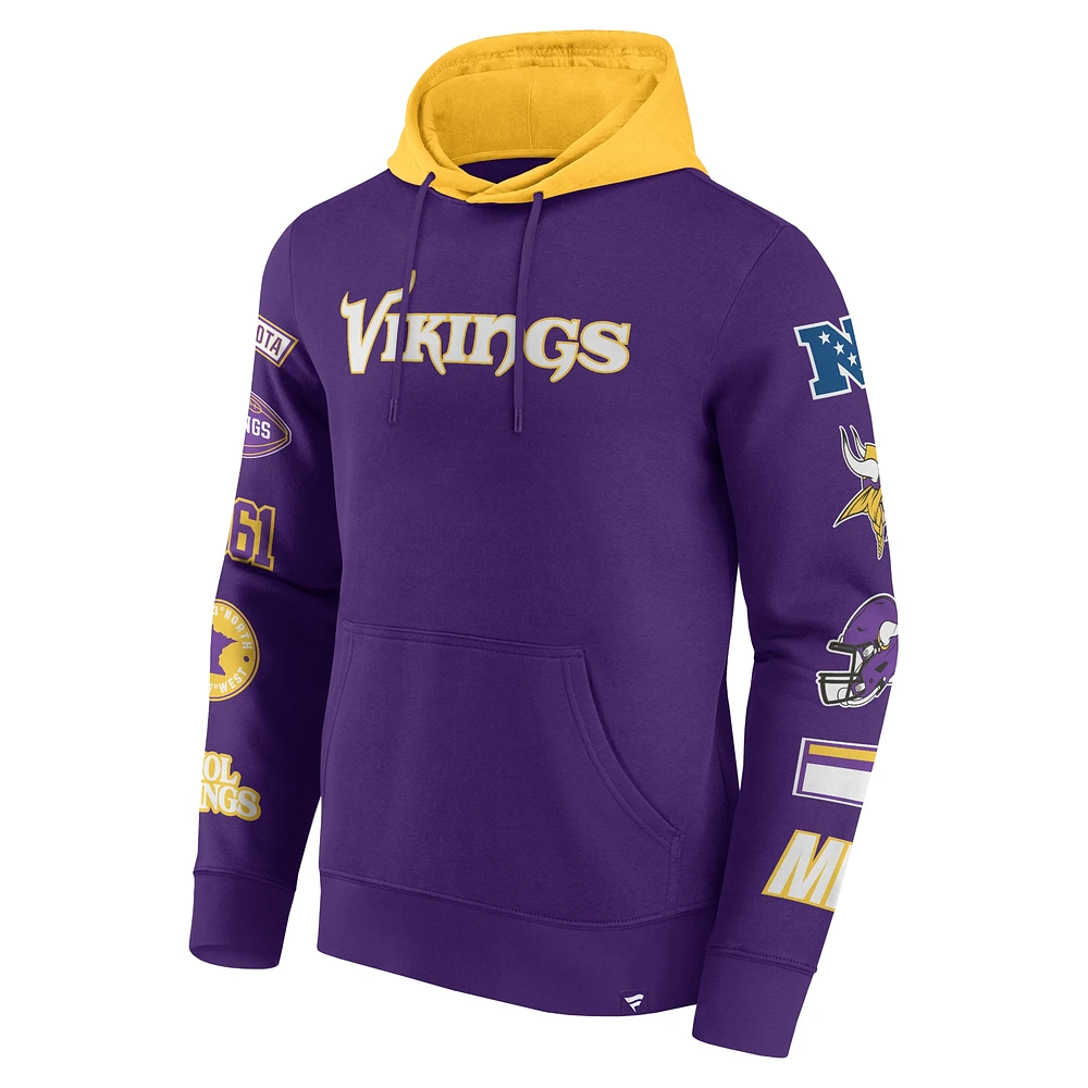 Men's Fanatics  Purple/Gold Minnesota Vikings Patched Out Pullover Hoodie