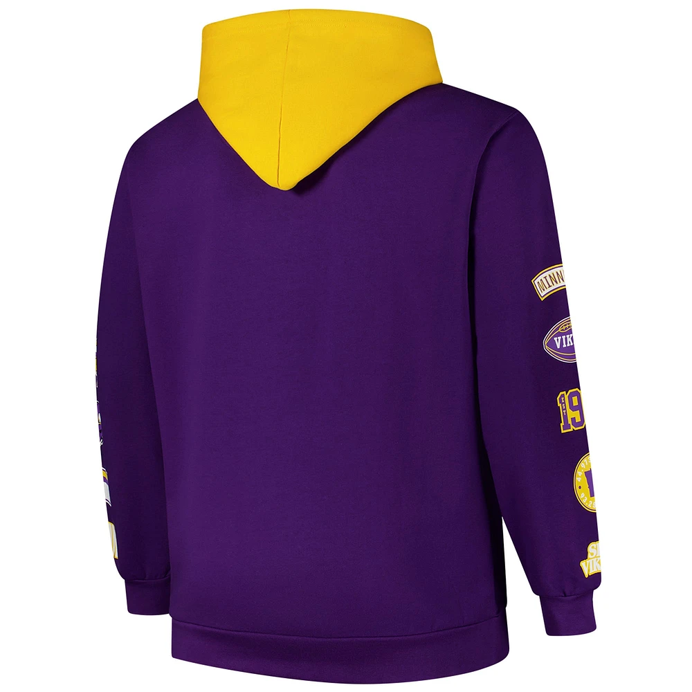 Men's Fanatics Purple Minnesota Vikings Big & Tall Patched Out Pullover Hoodie