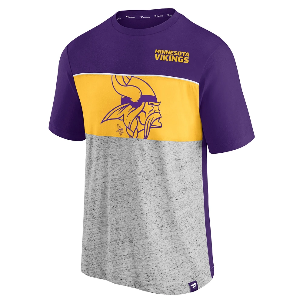 Men's Fanatics  Purple Minnesota Vikings Color Block Big Lap Tri-Blend T-Shirt
