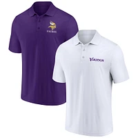 Ensemble de deux polos Lockup Minnesota Vikings Fanatics blanc/violet pour hommes