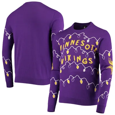 FOCO Men's NFL Big Logo Two Tone Knit Sweater, Medium, Minnesota Vikings