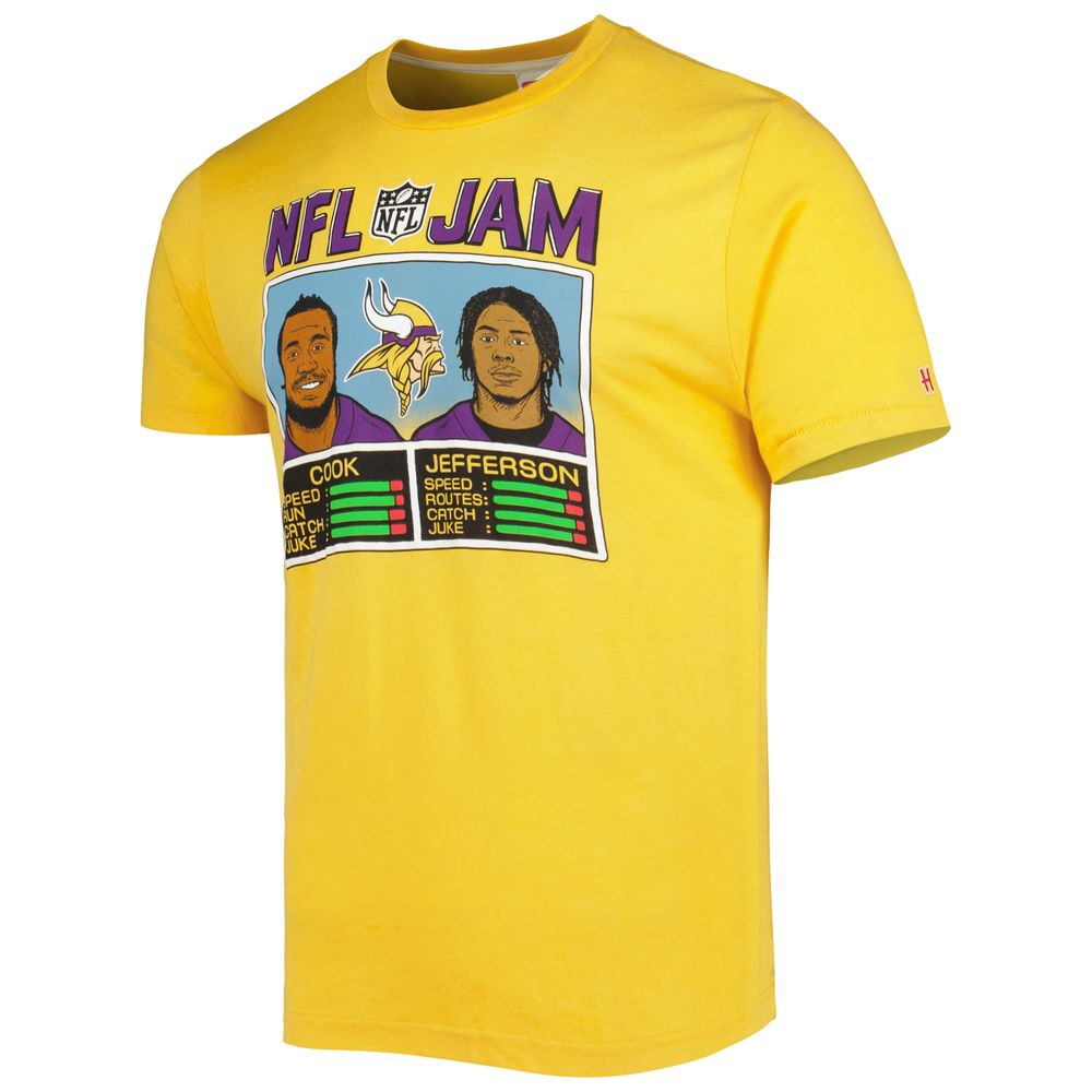 Men's Homage Dalvin Cook & Justin Jefferson Gold Minnesota Vikings NFL Jam Tri-Blend T-Shirt Size: Extra Large