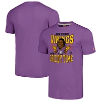 T-shirt à trois mélanges pour hommes, Hommage Justin Jefferson, Violet, Minnesota Vikings, Caricature Player