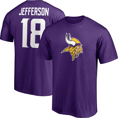 T-shirt violet Justin Jefferson pour homme avec nom et numéro de joueur des Minnesota Vikings