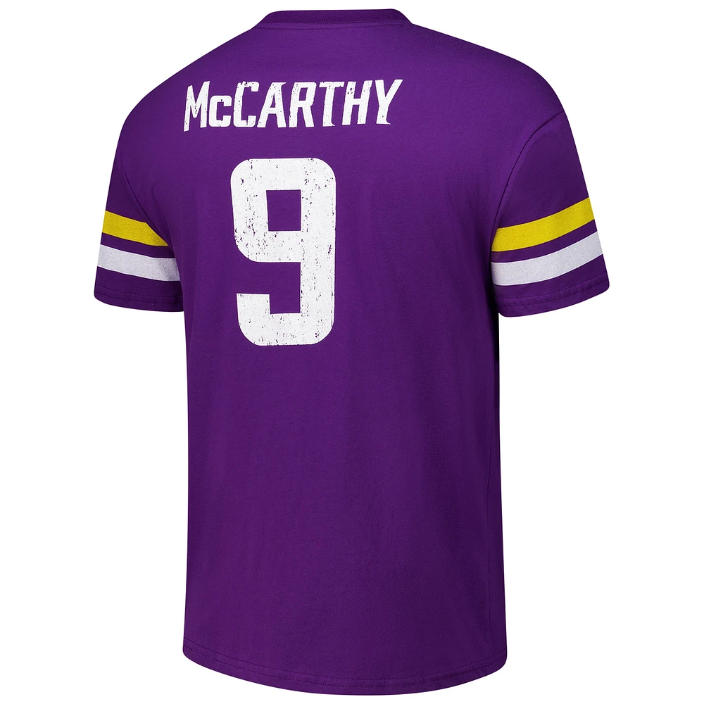 Men's Majestic Threads J.J. McCarthy Purple Minnesota Vikings Name & Number Oversized Fit T-Shirt