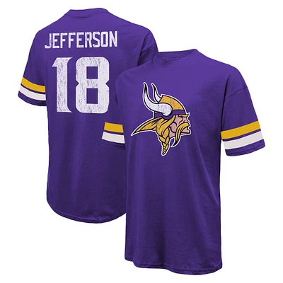 T-shirt surdimensionné pour hommes Majestic Threads Justin Jefferson violet Minnesota Vikings nom et numéro