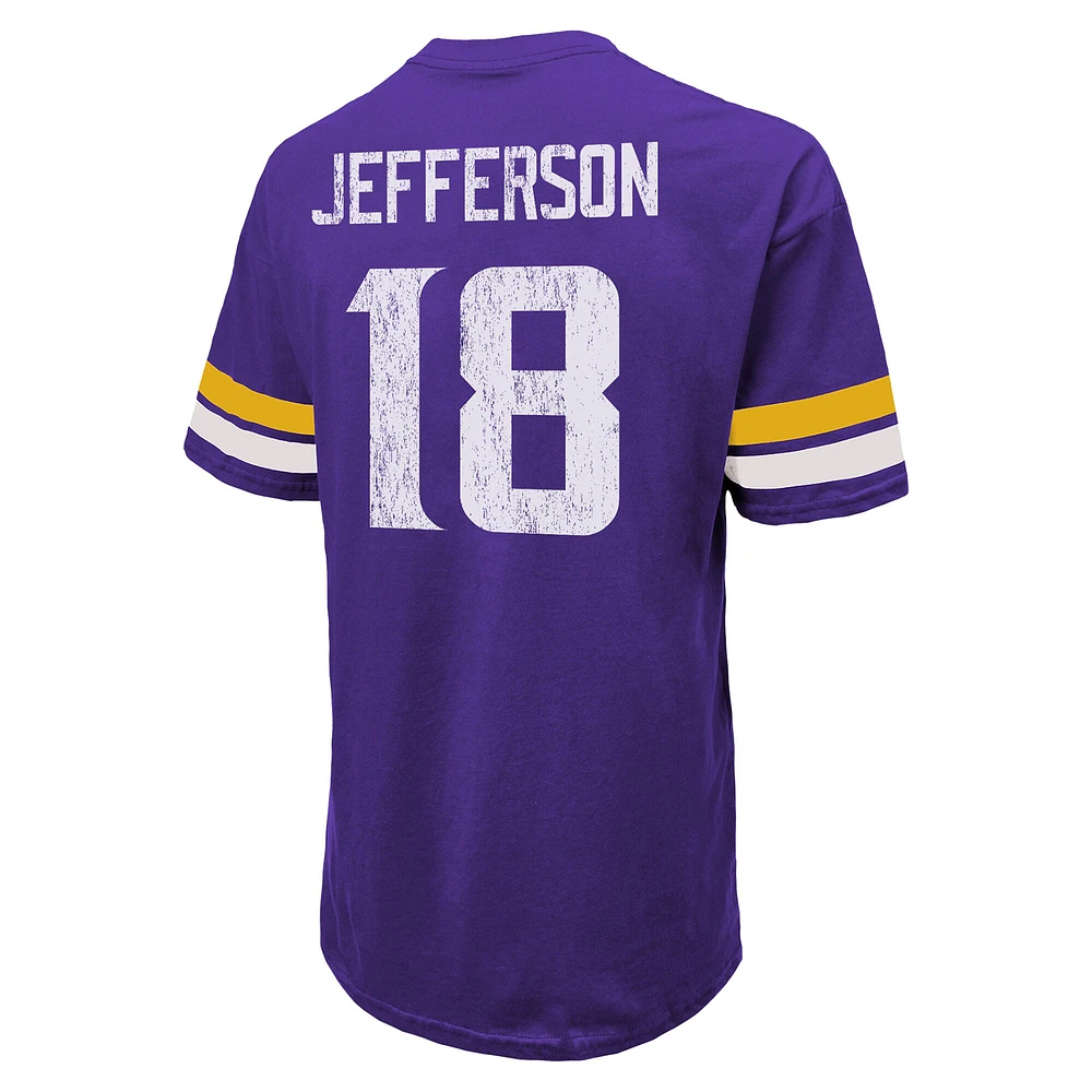 T-shirt surdimensionné violet Justin Jefferson pour homme, motif Vikings du Minnesota, avec nom et numéro