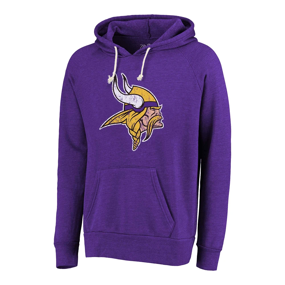 Men's Majestic Threads Justin Jefferson Purple Minnesota Vikings Name & Number Tri-Blend Pullover Hoodie