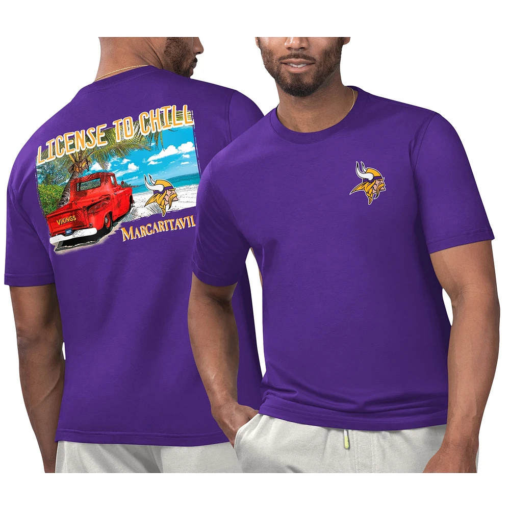 T-shirt Margaritaville Purple Minnesota Vikings pour hommes sous licence se détendre