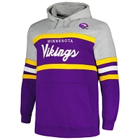 Sweat à capuche pour hommes Mitchell & Ness gris chiné/violet Minnesota Vikings Big Tall Head Coach