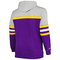 Sweat à capuche pour hommes Mitchell & Ness gris chiné/violet Minnesota Vikings Big Tall Head Coach
