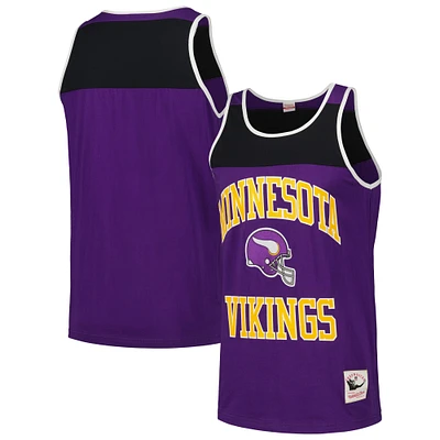 Men's Mitchell & Ness Purple/Black Minnesota Vikings  Heritage Colorblock Tank Top