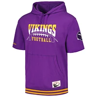 Men's Mitchell & Ness Purple Minnesota Vikings Pre-Game Short Sleeve Pullover Hoodie