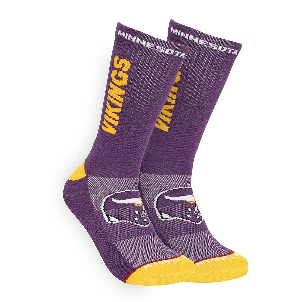 Men's Mitchell & Ness Purple Minnesota Vikings Throwback Kick Off Crew Socks