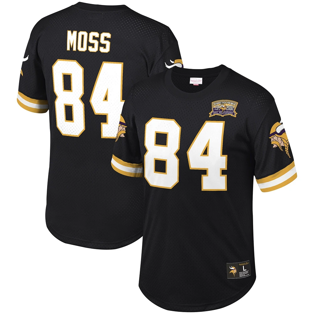 Haut à col rond en maille noir pour hommes Mitchell & Ness Randy Moss Minnesota Vikings Big Tall Retired Player