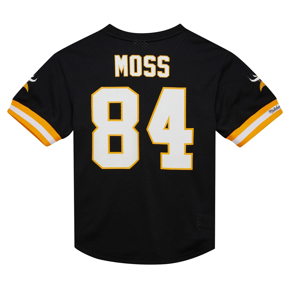 Men's Mitchell & Ness Randy Moss Black Minnesota Vikings Retired Player Name Number Mesh Top