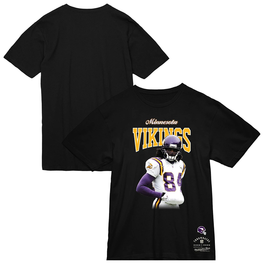 T-shirt Mitchell & Ness Randy Moss pour homme, joueur retraité des Minnesota Vikings, noir