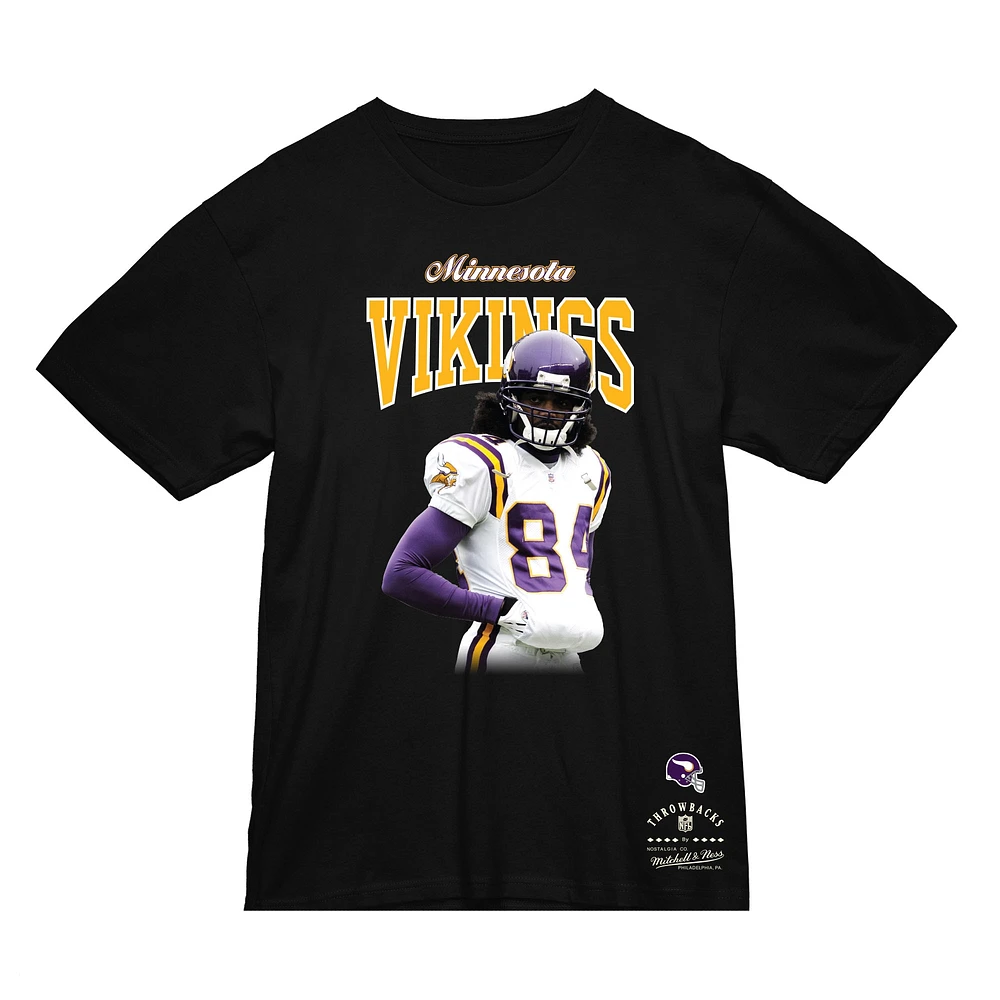 T-shirt Mitchell & Ness Randy Moss pour homme, joueur retraité des Minnesota Vikings, noir