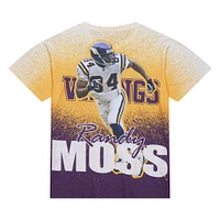 T-shirt Mitchell & Ness Randy Moss pour homme, joueur retraité des Minnesota Vikings Burst, gris