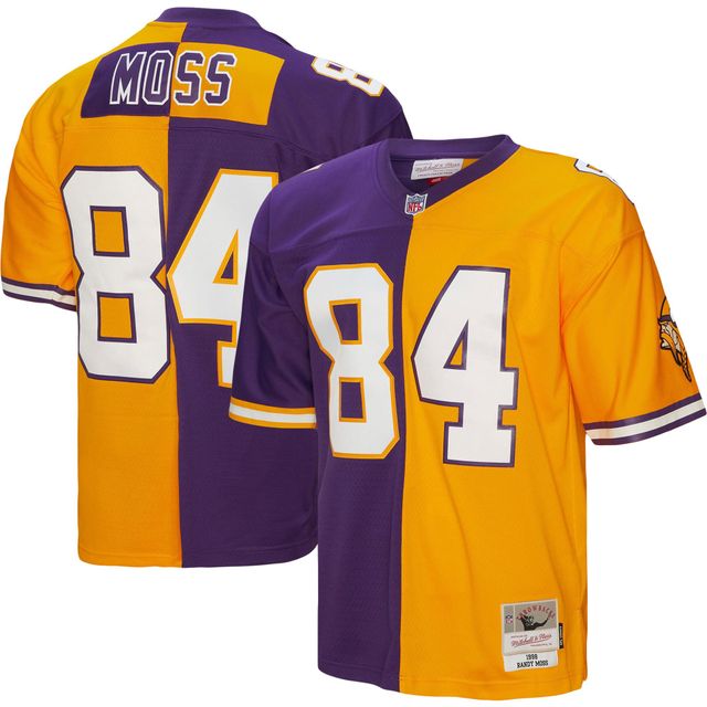 Maillot réplique Mitchell & Ness Randy Moss violet/or Minnesota Vikings 1998 Split Legacy pour hommes