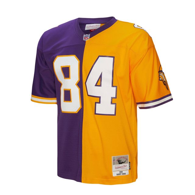 Maillot réplique Mitchell & Ness Randy Moss violet/or Minnesota Vikings 1998 Split Legacy pour hommes