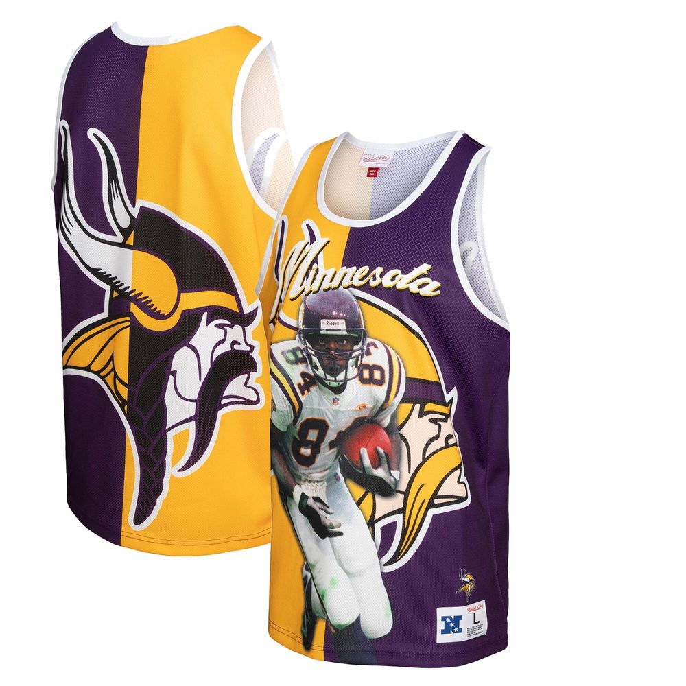 Men's Mitchell & Ness Randy Moss Purple/Gold Minnesota Vikings Player - Tank Top