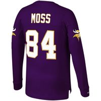 Men's Mitchell & Ness Randy Moss Purple Minnesota Vikings 2000 Retired Player Name Number Long Sleeve T-Shirt