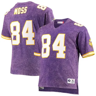 Randy Moss Minnesota Vikings Mitchell & Ness Retired Player Name Number Acid Wash Top - Purple