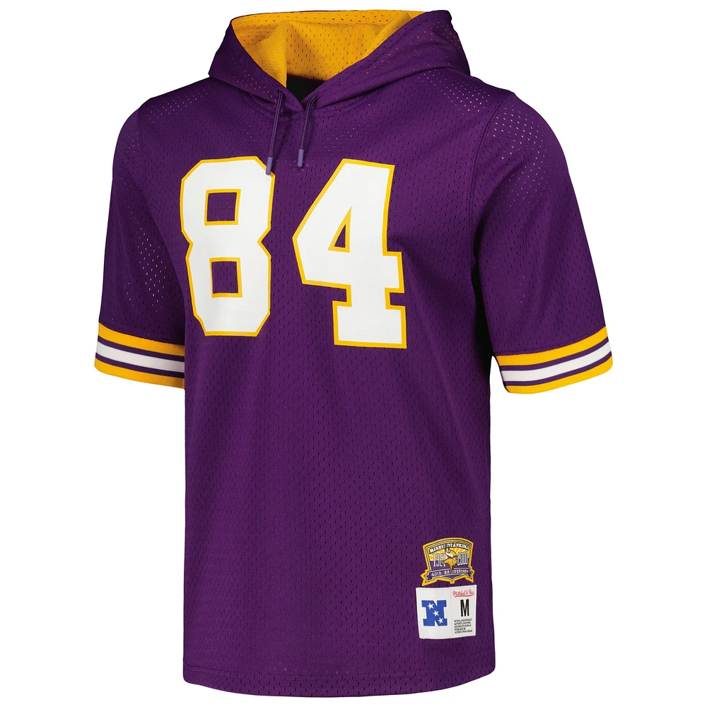 Men's Mitchell & Ness Randy Moss Purple Minnesota Vikings Retired Player Name Number Mesh Hoodie T-Shirt