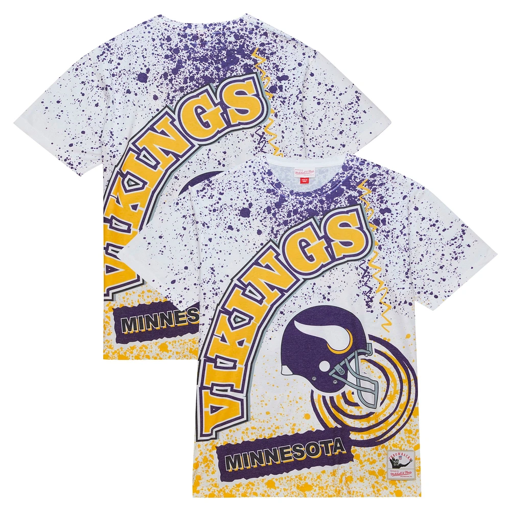 Men's Mitchell & Ness White Minnesota Vikings Team Burst Sublimated T-Shirt