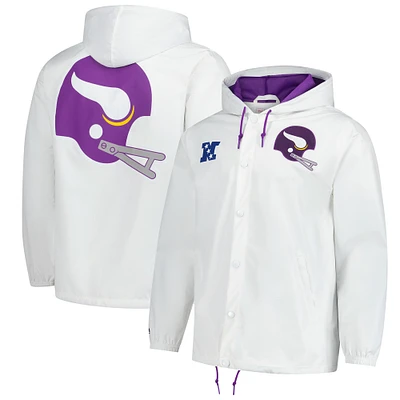 V100492 VESTE D'ENTRAINEUR À CAPUCHE VIKE NFL LOGO VINTAGE JACMENMID JK9970-MVIWHIT #10