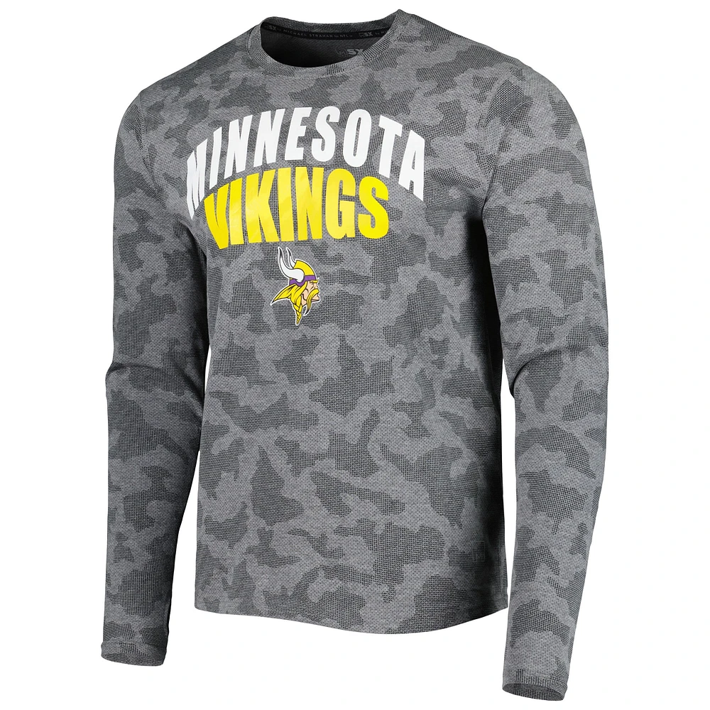 Men's MSX by Michael Strahan Black Minnesota Vikings Performance Camo Long Sleeve T-Shirt