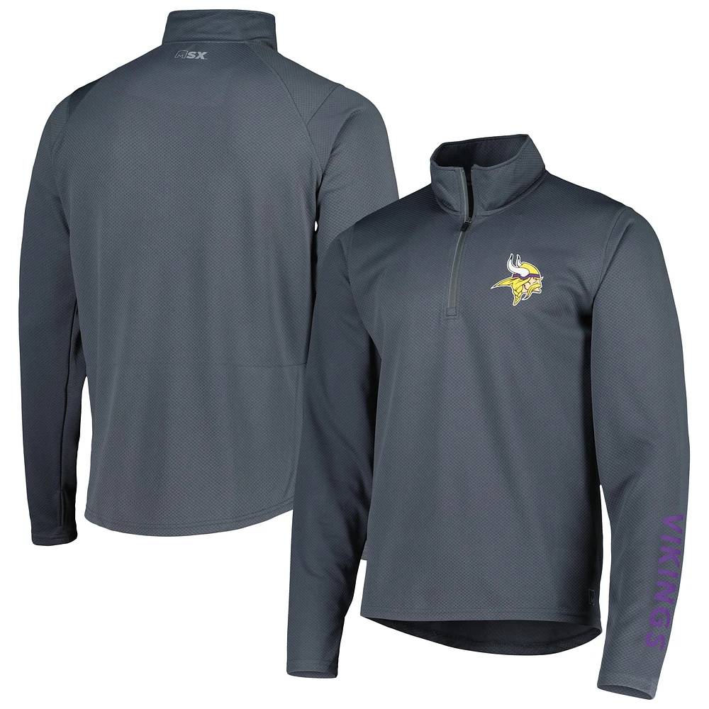 Pull à demi-zip MSX by Michael Strahan pour homme, couleur anthracite, des Vikings du Minnesota