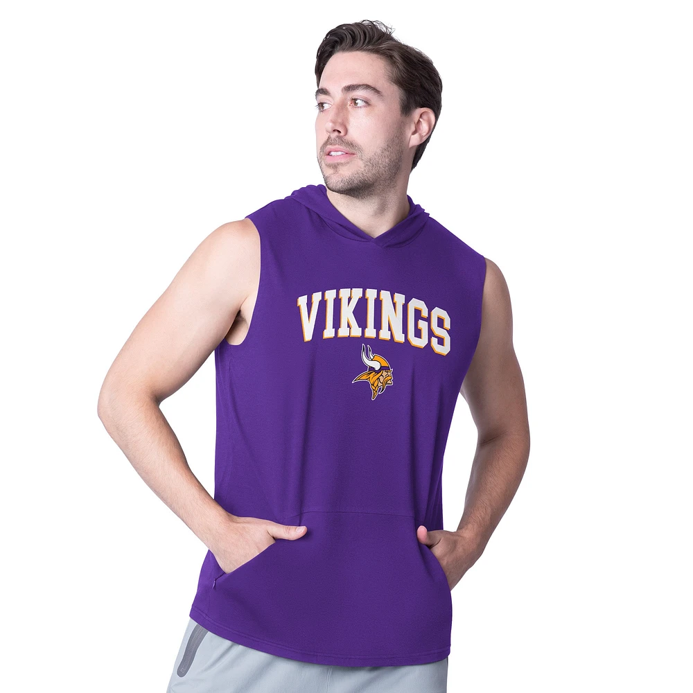 Sweat à capuche sans manches violet MSX by Michael Strahan pour homme des Minnesota Vikings