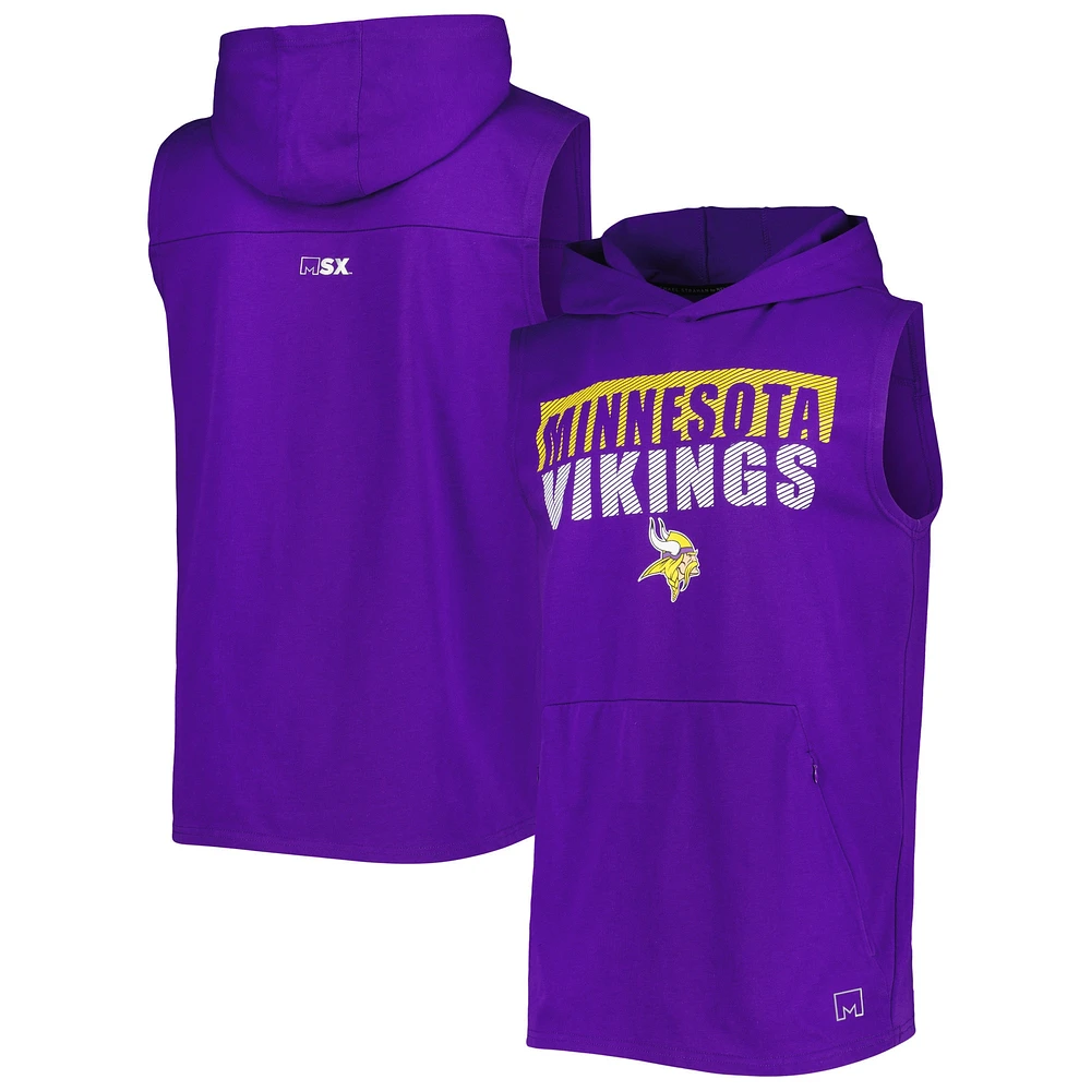 Sweat à capuche sans manches MSX by Michael Strahan pour homme pourpre Minnesota Vikings Relay