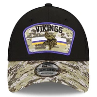 Men's New Era Black/Camo Minnesota Vikings 2021 Salute To Service - Trucker 9FORTY Snapback Adjustable Hat