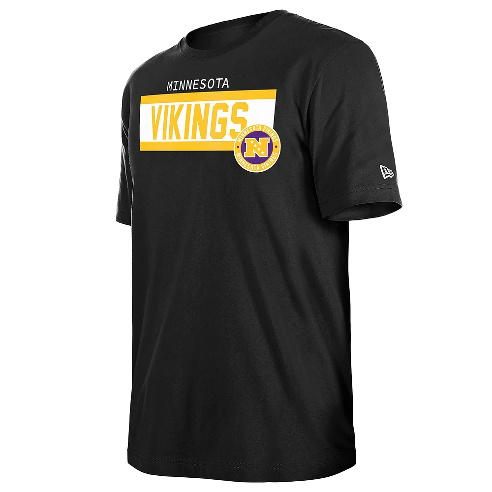 T-shirt imprimé haute densité Minnesota Vikings 3rd Down New Era pour homme, noir