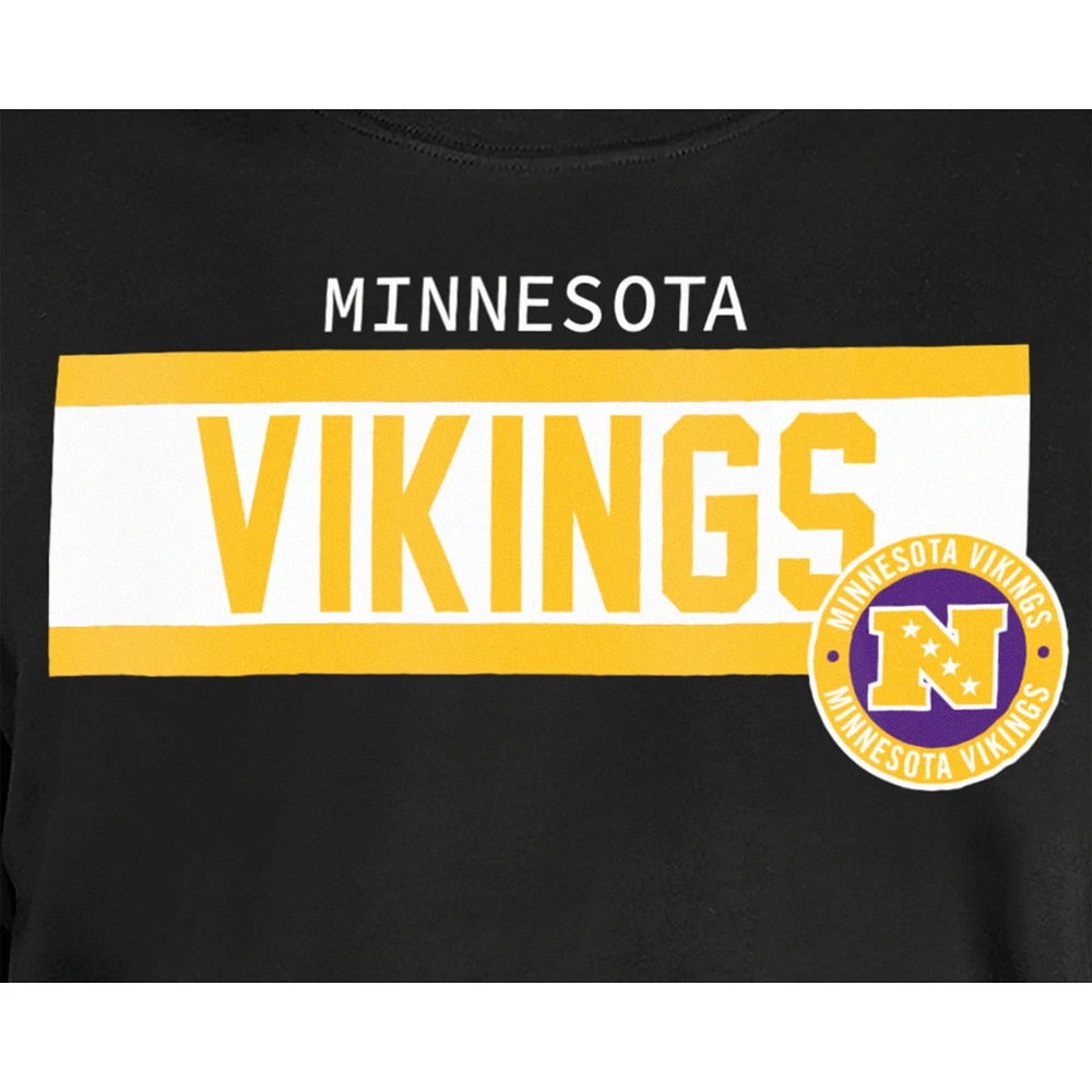 T-shirt imprimé haute densité Minnesota Vikings 3rd Down New Era pour homme, noir