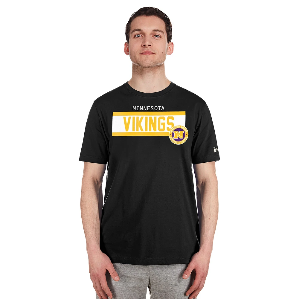 Men's New Era  Black Minnesota Vikings 3rd Down High Density Print T-Shirt