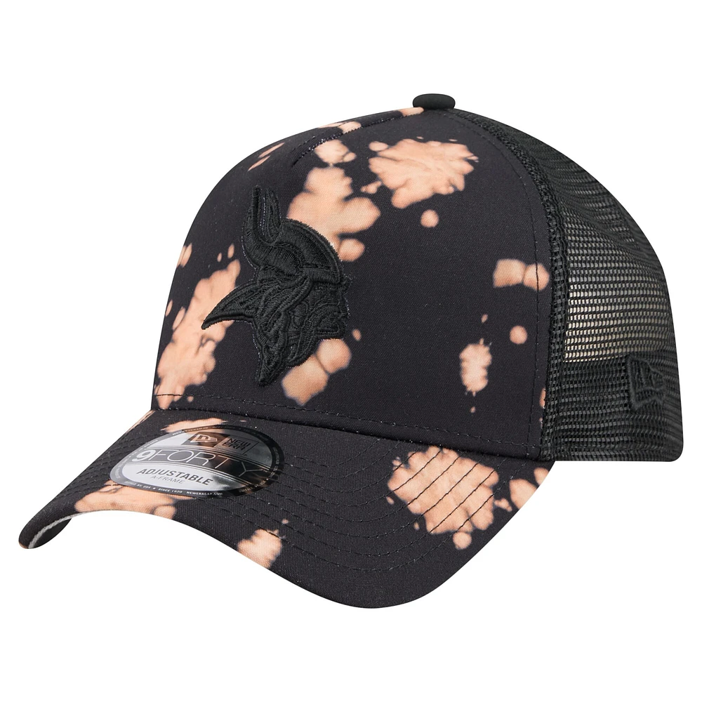 Casquette ajustable New Era noire Minnesota Vikings A-Frame 9FORTY pour homme