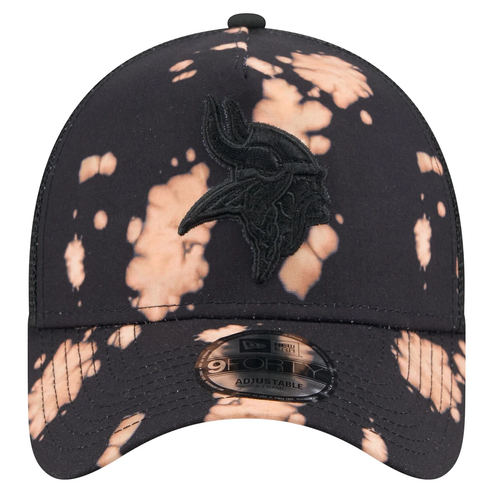 Casquette ajustable New Era noire Minnesota Vikings A-Frame 9FORTY pour homme