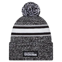 Bonnet en tricot à revers Inspire Change New Era noir pour hommes des Minnesota Vikings avec pompon