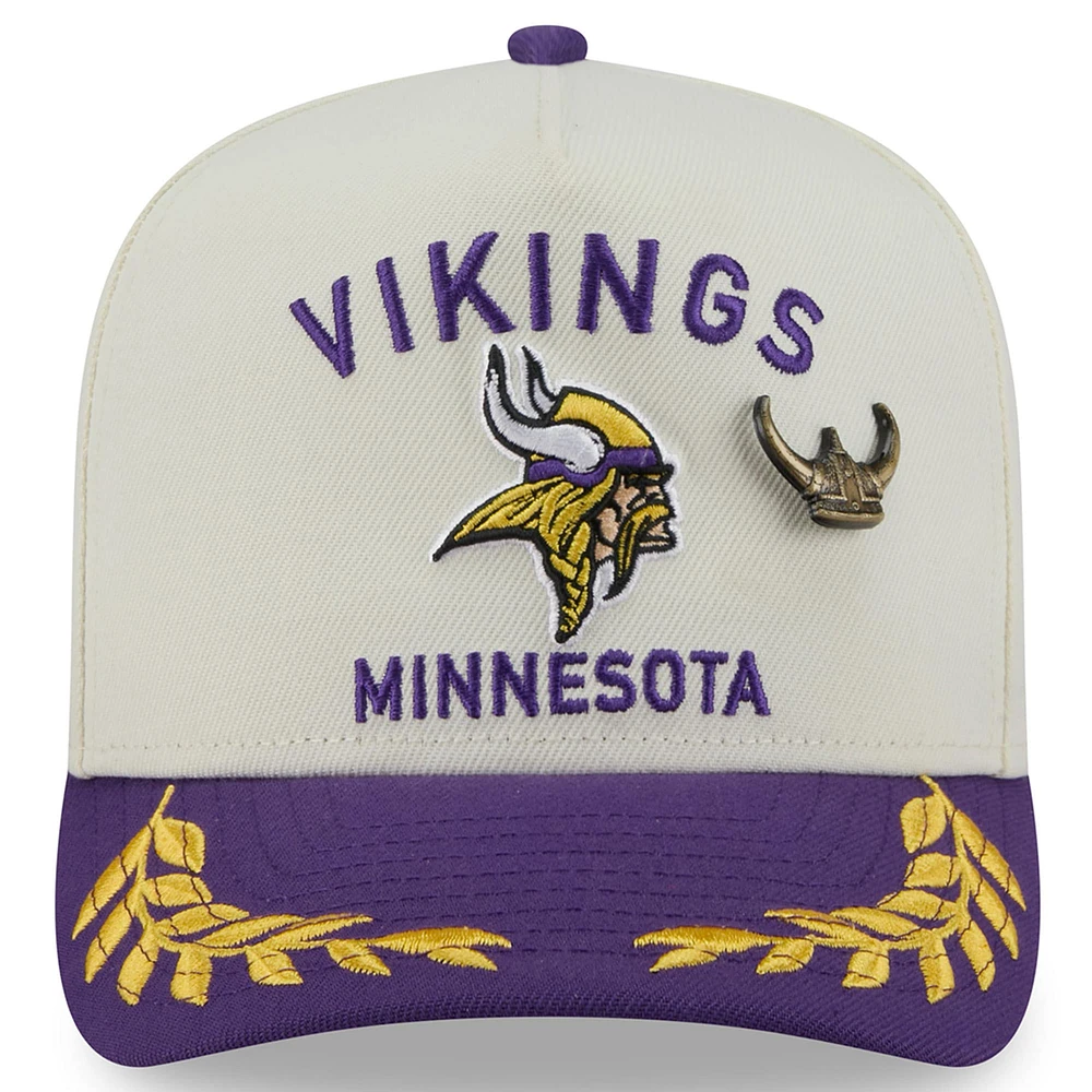 Men's New Era Cream/Purple Minnesota Vikings 2025 NFL Draft A-Frame 59FIFTY Fitted Hat