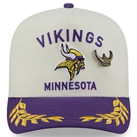 Men's New Era Cream/Purple Minnesota Vikings 2025 NFL Draft A-Frame 59FIFTY Fitted Hat