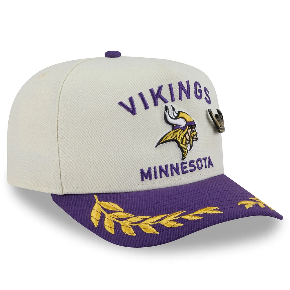 Men's New Era Cream/Purple Minnesota Vikings 2025 NFL Draft A-Frame 59FIFTY Fitted Hat