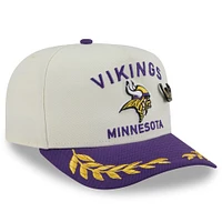 Men's New Era Cream/Purple Minnesota Vikings 2025 NFL Draft A-Frame 59FIFTY Fitted Hat